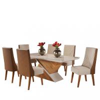 Conjunto Sala de Jantar Mesa Glamurosa 6 Cadeiras Topazio Viero - 2