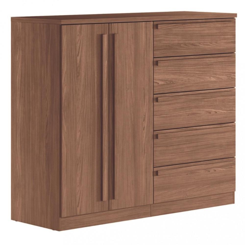 Cômoda 5 Gavetas 2 Portas com Pés Malaga Gold Santos Andira - 2