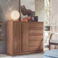 Cômoda 5 Gavetas 2 Portas com Pés Malaga Gold Santos Andira - 1