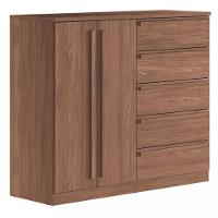 Cômoda 5 Gavetas 2 Portas com Pés Malaga Gold Santos Andira - 2