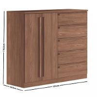 Cômoda 5 Gavetas 2 Portas com Pés Malaga Gold Santos Andira - 4