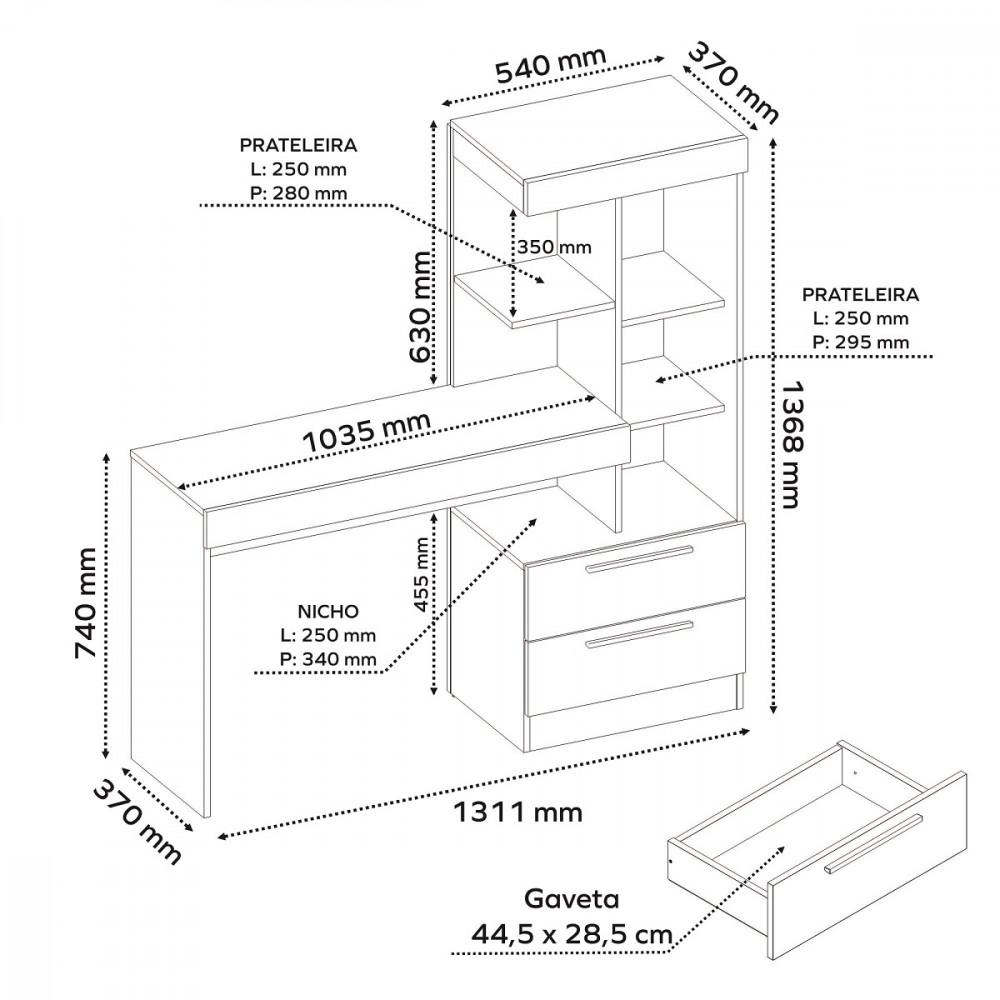 Escrivaninha 2 Gavetas NT 2010 Notável - 4