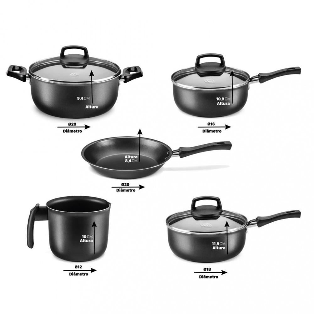 Conjunto de Panelas MTA Safira Cristal 5 Peças Tampa de Vidro - 2