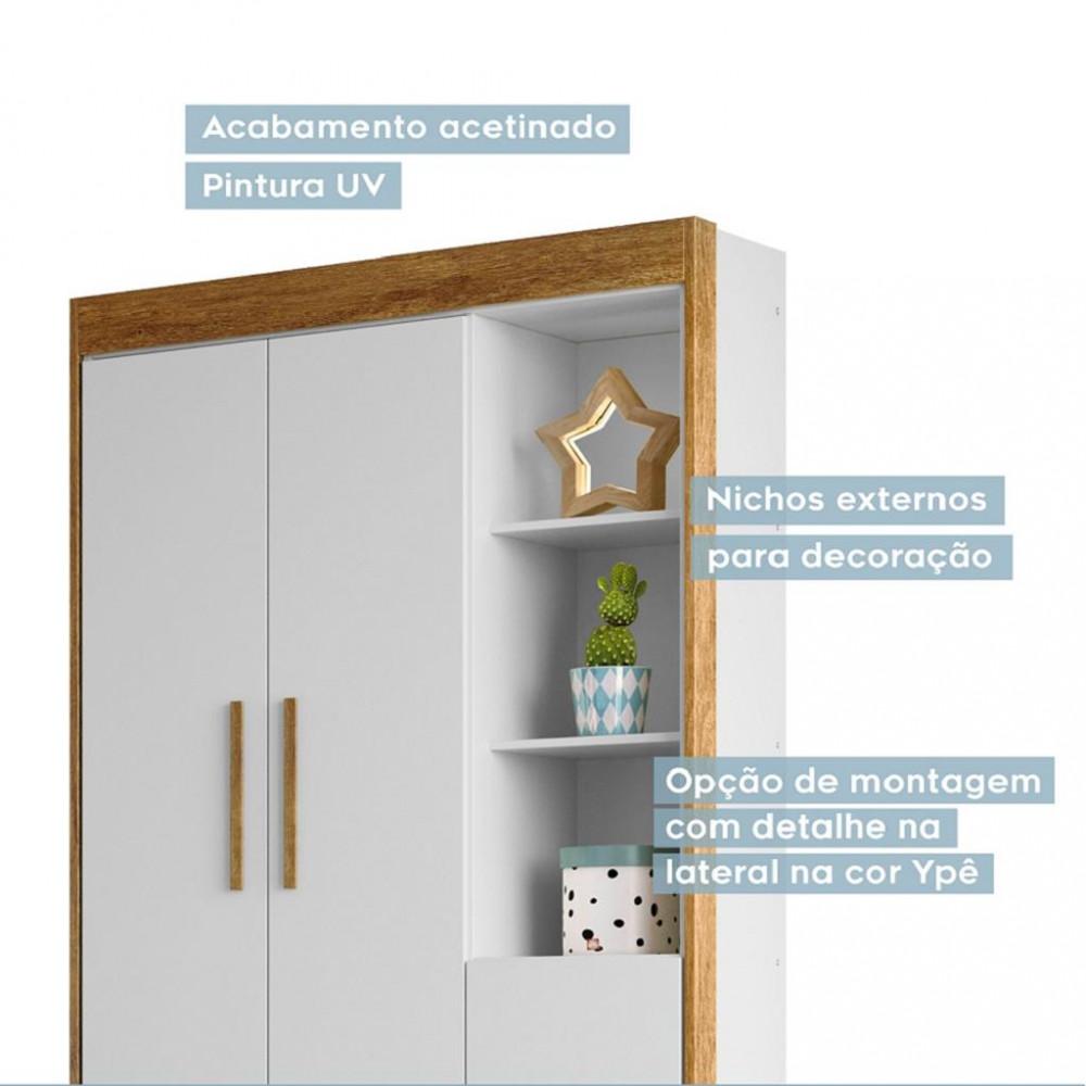 Guarda Roupa Infantil 3 Portas 2 Gavetas Flex Flocos Tigus Baby - 6