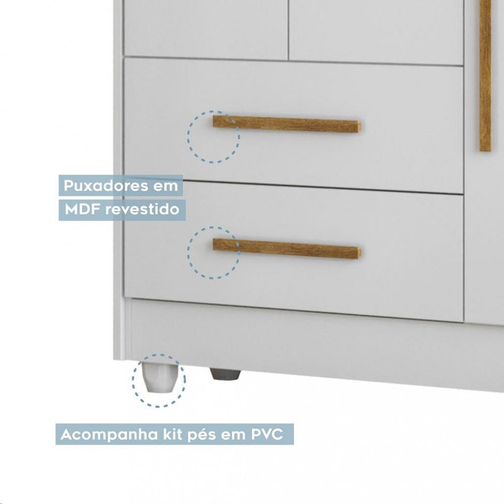 Guarda Roupa Infantil 3 Portas 2 Gavetas Flex Flocos Tigus Baby - 7