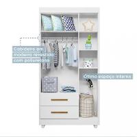 Guarda Roupa Infantil 3 Portas 2 Gavetas Flex Flocos Tigus Baby