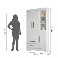 Guarda Roupa Infantil 3 Portas 2 Gavetas Flex Flocos Tigus Baby - 5