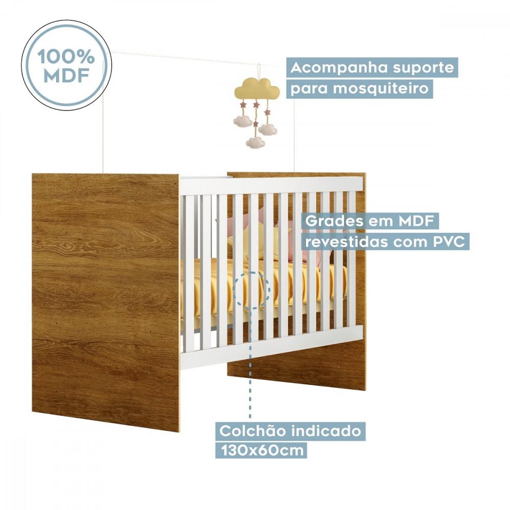 Quarto de Bebê, Cômoda, Berço e Guarda Roupa Life Tigus Baby - 4