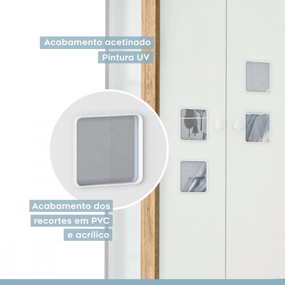 Quarto de Bebê, Cômoda, Berço e Guarda Roupa Life Tigus Baby - 6