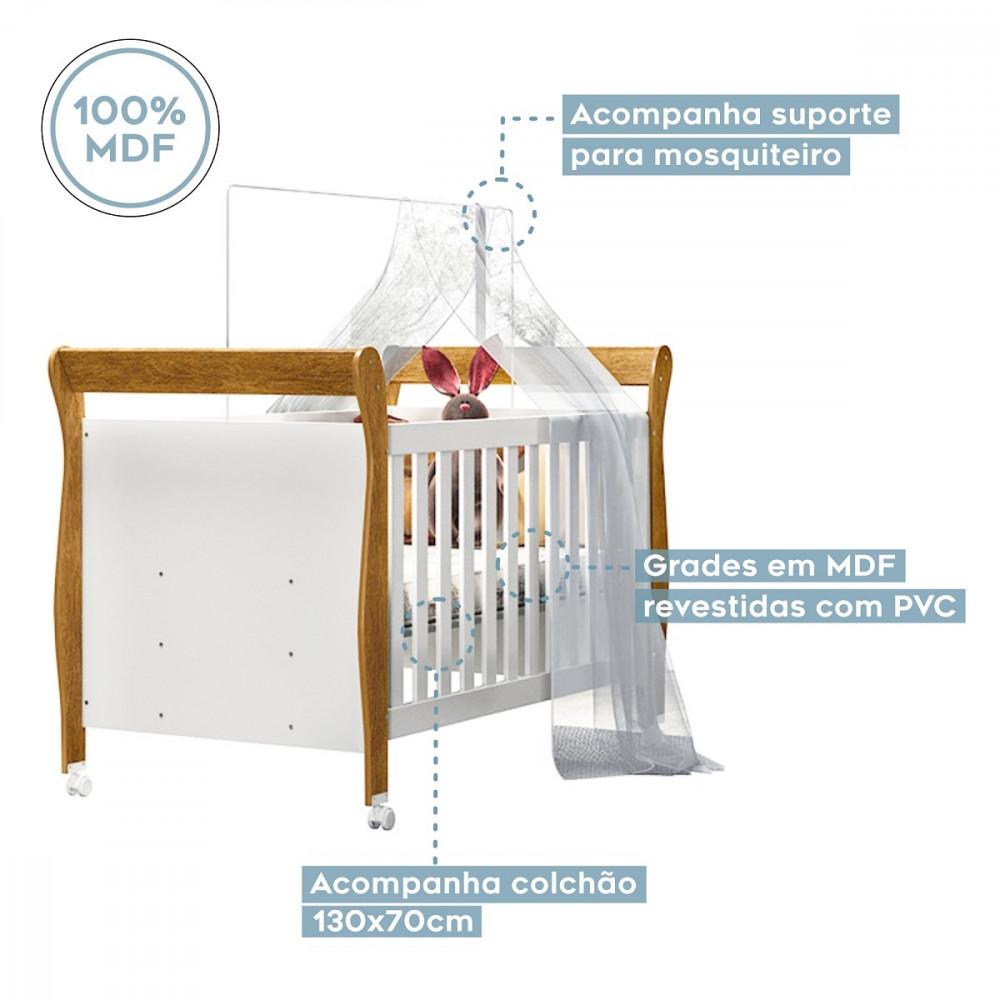 Quarto de Bebê, Cômoda, Berço e Guarda Roupa Zara Tigus Baby - 7