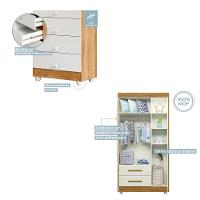 Quarto de Bebê, Cômoda, Berço e Guarda Roupa Zara Tigus Baby - 8