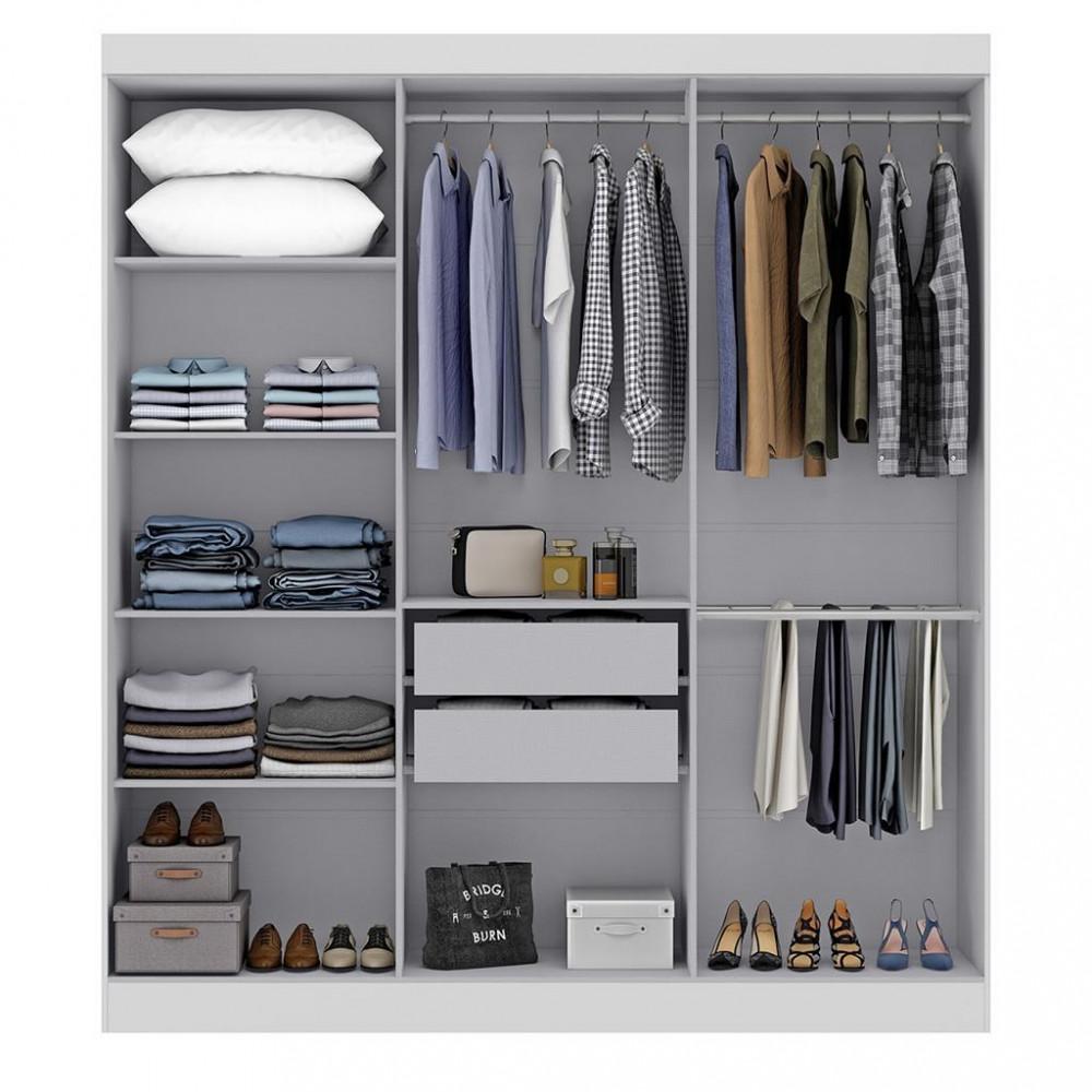 Guarda Roupa Casal Espelho MDF 6 Portas 2 Gavetas Genebra Maxel - 3