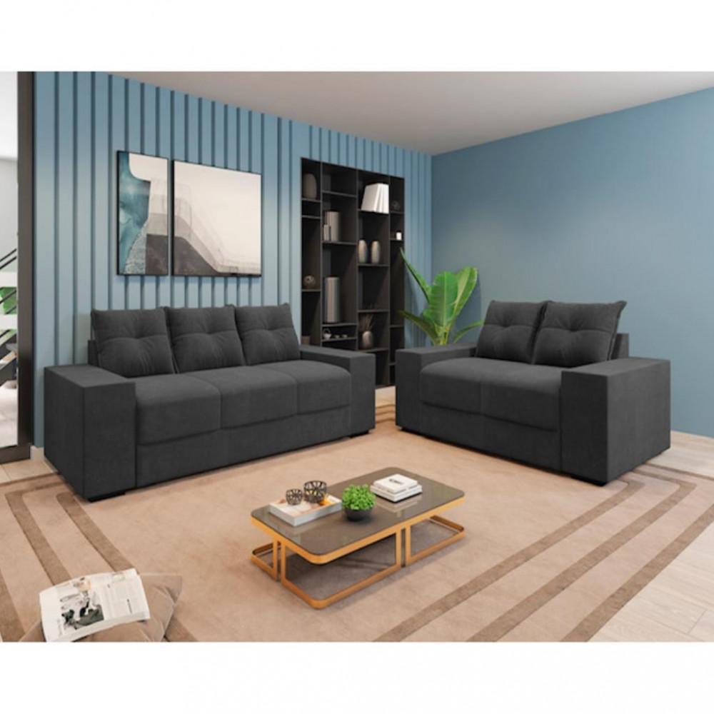 Conjunto Sofá 3 e 2 Lugares Suede Chamego Flash - 1