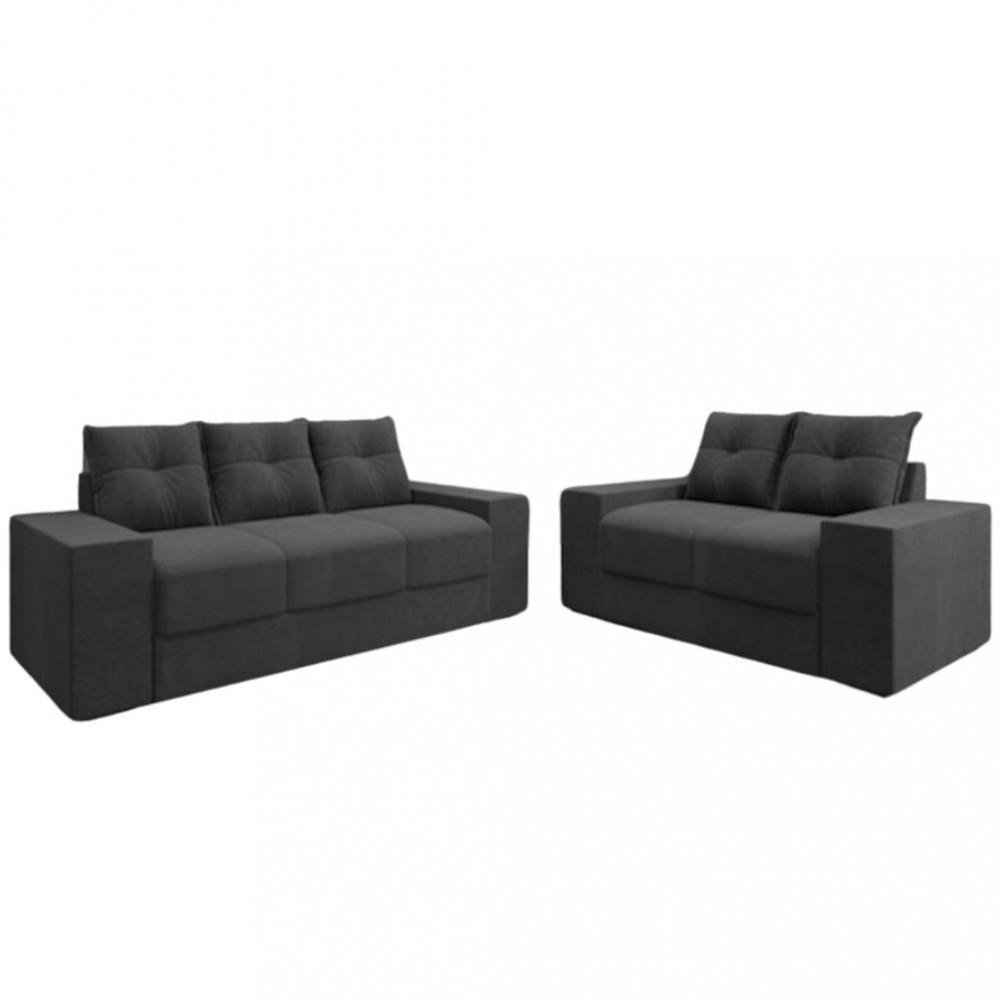 Conjunto Sofá 3 e 2 Lugares Suede Chamego Flash - 2