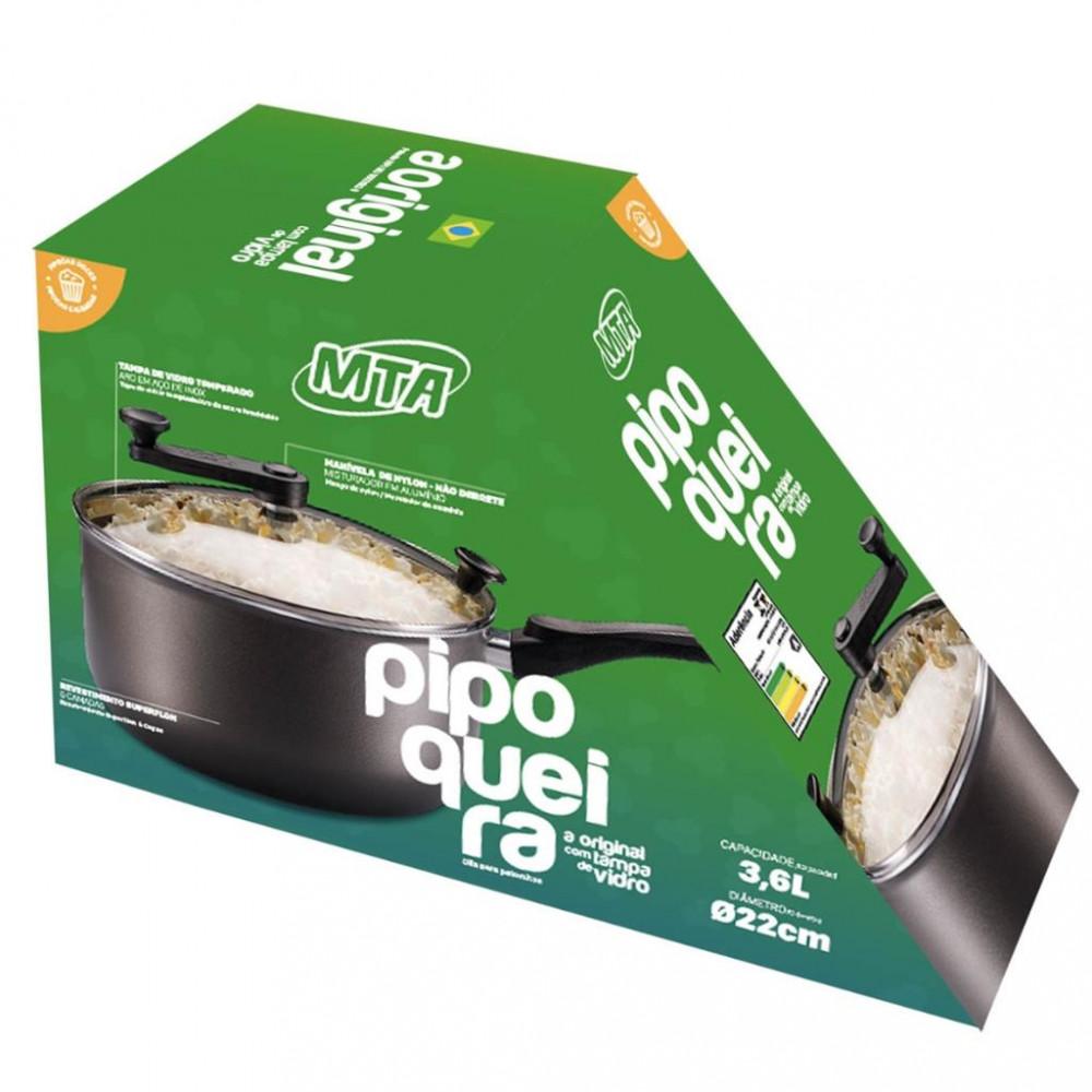 Pipoqueira Cristal MTA Antiaderente com Tampa de Vidro 3,6L - 4