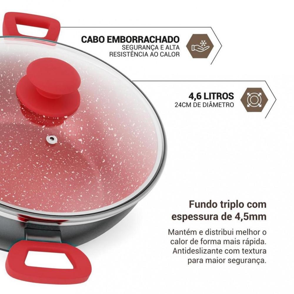 Panela Philco PPN24A Redstone Antiaderente com Tampa de Vidro 4,6L - 6