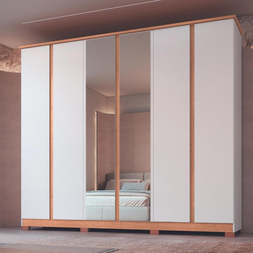 Guarda Roupa Casal com Espelho 6 Portas 4 Gavetas Zeus Móveis Castro - 1