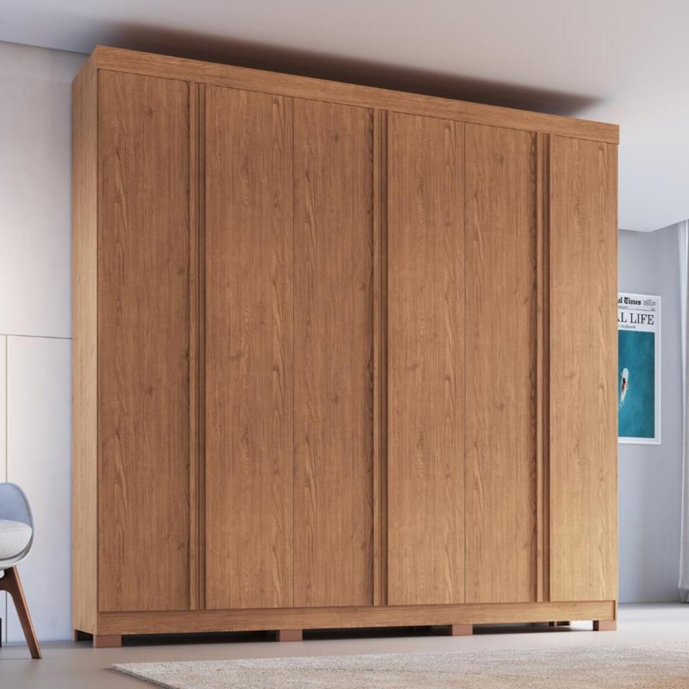 Guarda Roupa Casal com Espelho 6 Portas 4 Gavetas Eros Móveis Castro - 1