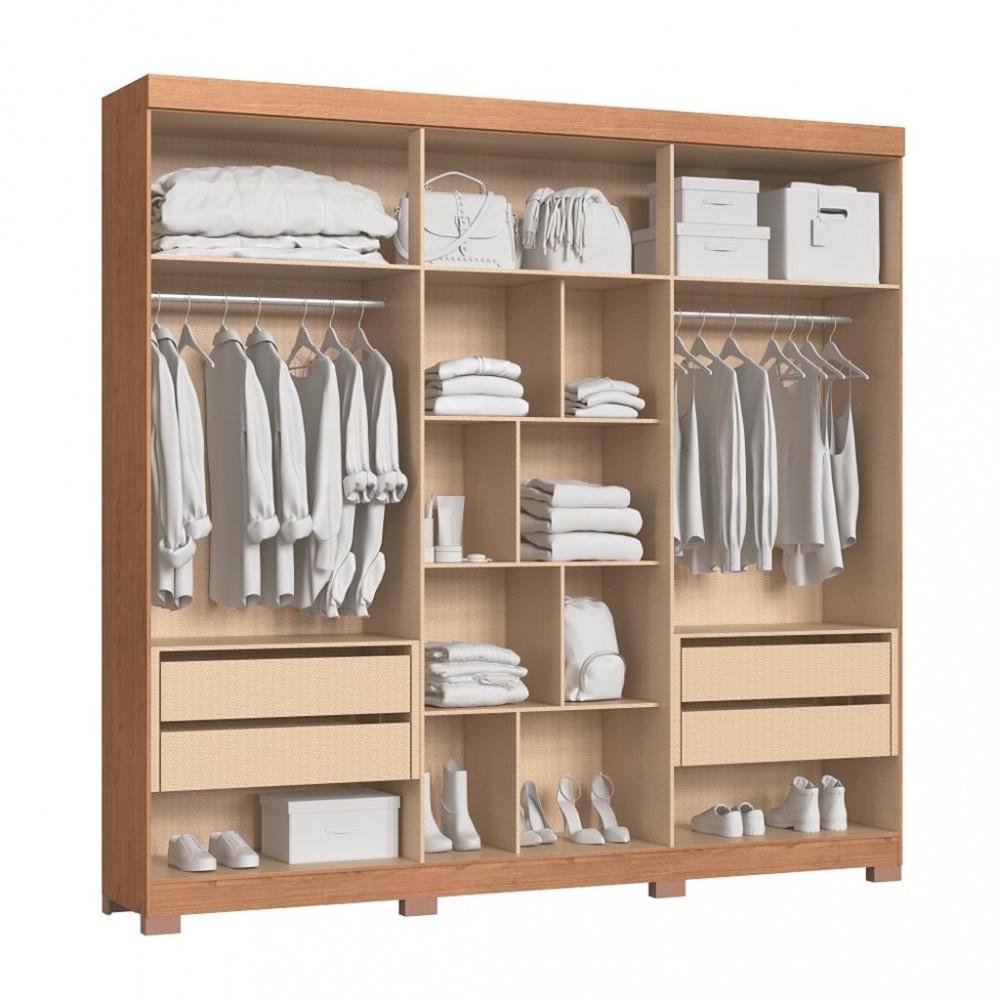 Guarda Roupa Casal com Espelho 6 Portas 4 Gavetas Eros Móveis Castro - 3