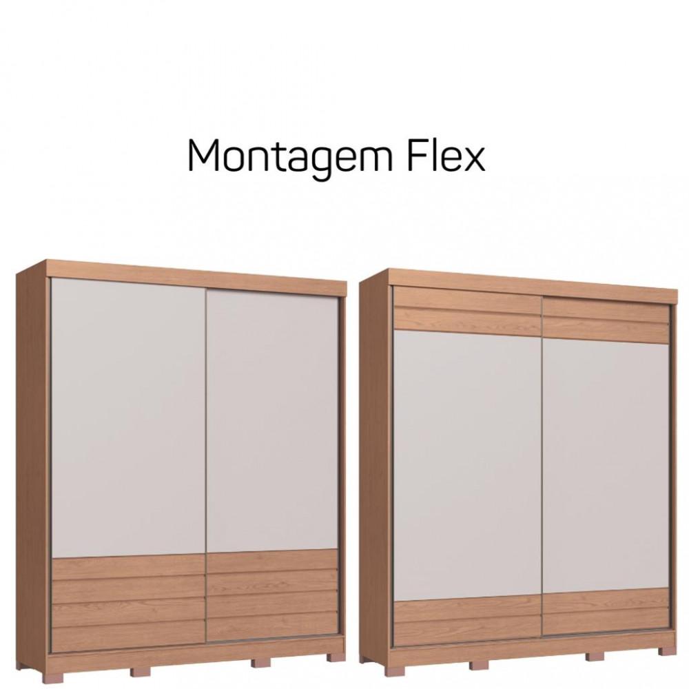 Guarda Roupa Solteiro 2 Portas de Correr 3 Gavetas Magno Móveis Castro - 2