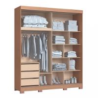 Guarda Roupa Solteiro com Espelho 2 Portas de Correr 3 Gavetas Magno Móveis Castro - 3