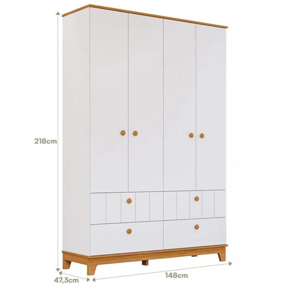 Guarda Roupa de Bebê 4 Portas 4 Gavetas MDF Liza Permobili - 4