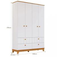 Guarda Roupa de Bebê 4 Portas 4 Gavetas MDF Liza Permobili - 4