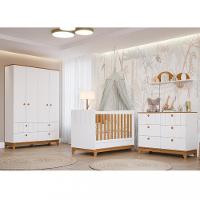 Quarto de Bebê Completo Guarda Roupa 4 Portas Cômoda e Berço Liza Permobili - 1