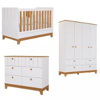 Quarto de Bebê Completo Guarda Roupa 4 Portas Cômoda e Berço Liza Permobili - 2