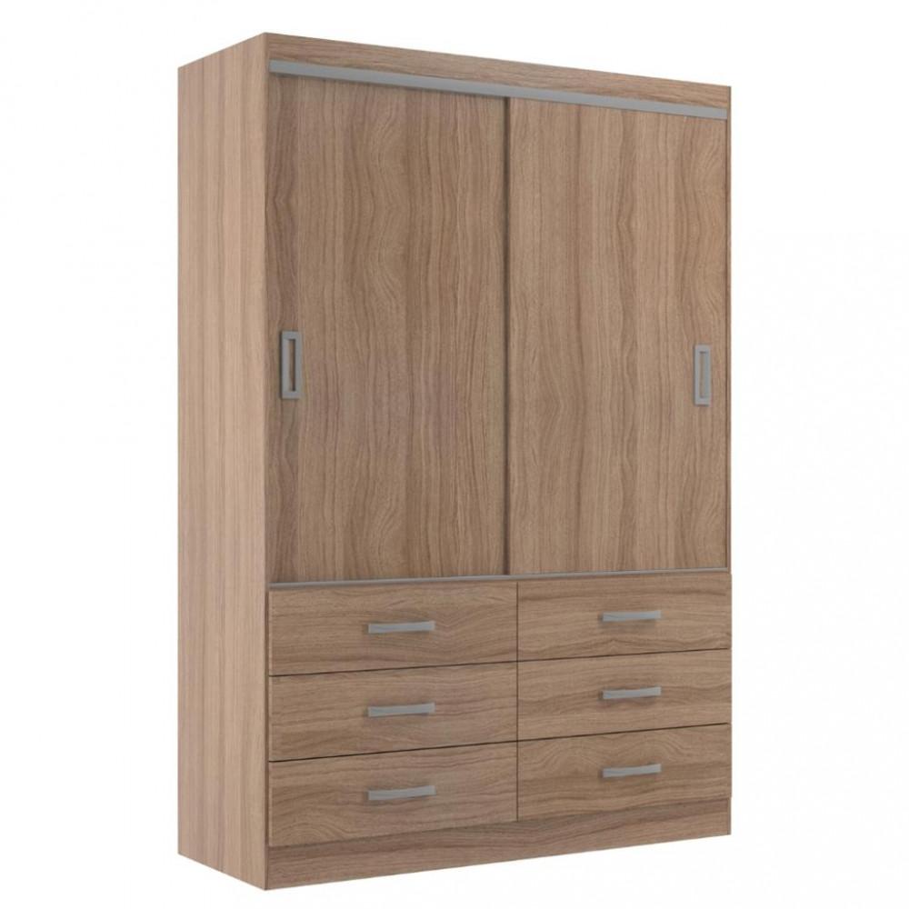 Guarda Roupa Solteiro 2 Portas de Correr 6 Gavetas Veneza Evidência - 2