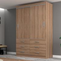 Guarda Roupa Solteiro 2 Portas de Correr 6 Gavetas Veneza Evidência - 1