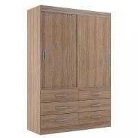 Guarda Roupa Solteiro 2 Portas de Correr 6 Gavetas Veneza Evidência - 2