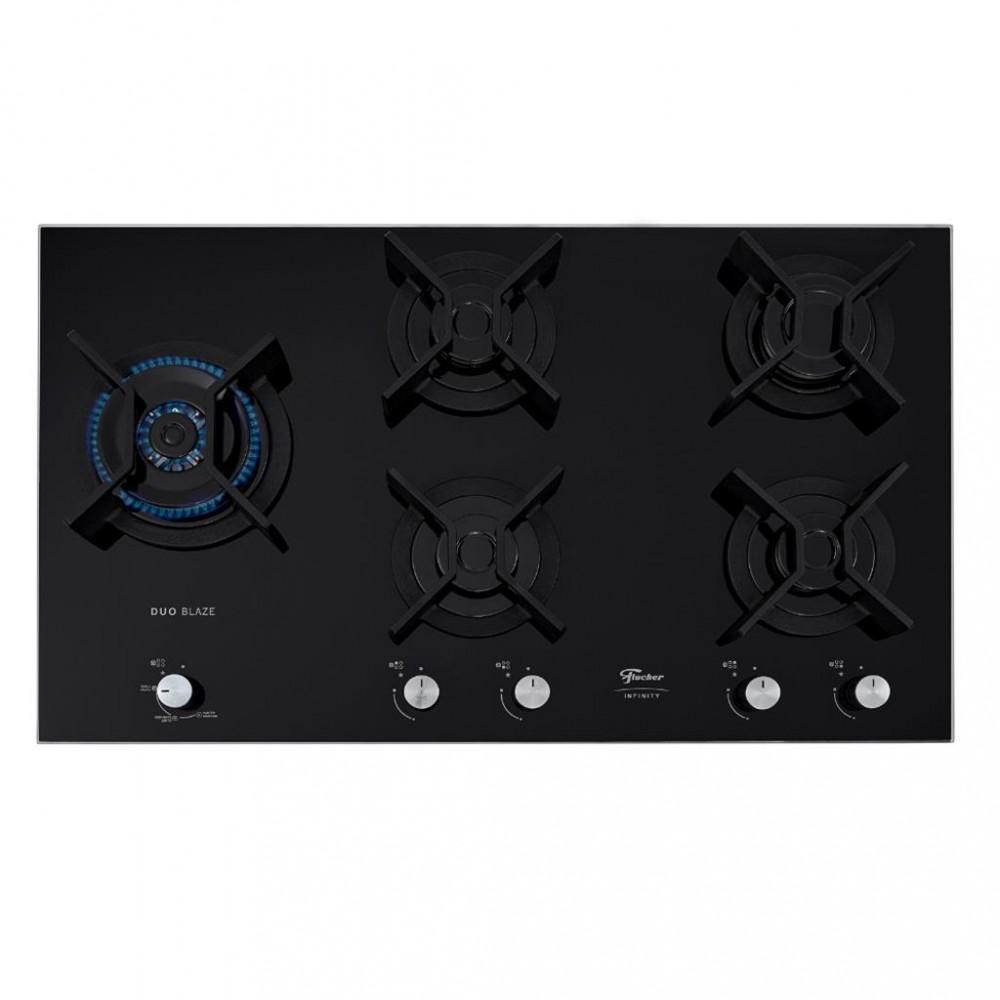 Cooktop 5 Bocas Fischer Tripla Chama Infinity Mesa Vidro - 1