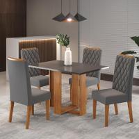 Conjunto Sala de Jantar Mesa 120cm Zinco 4 Cadeiras Iza Viero - 1