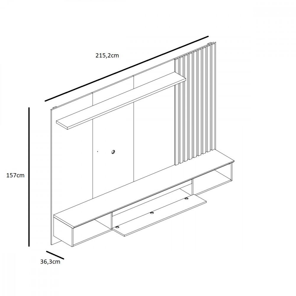 Painel para Tv Até 65 Polegadas 1 Porta Ripado Bahamas Permóbili - 3