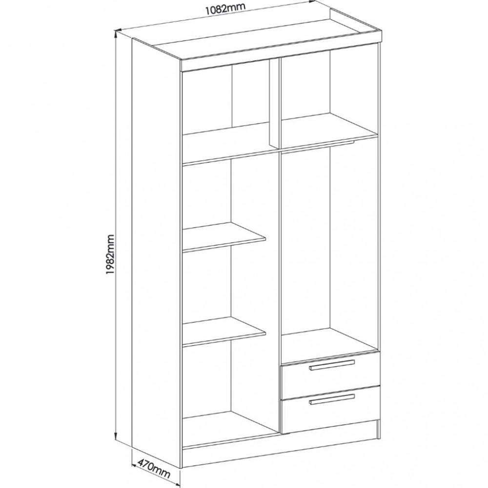 Guarda Roupas Solteiro 4 Portas 2 Gavetas Nero Móveis Castro - 4