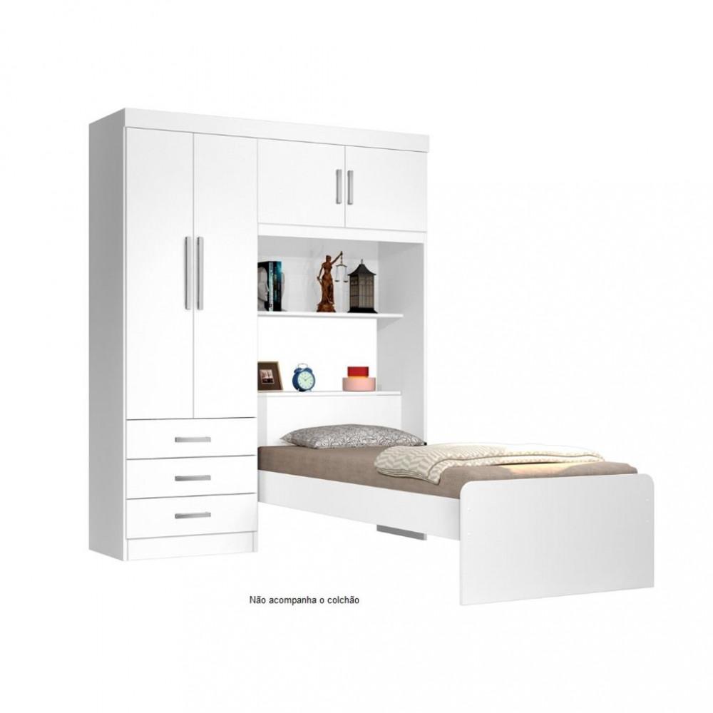 Guarda Roupa Solteiro 4 Portas 3 Gavetas Flex Cancun JeA Móveis - 2