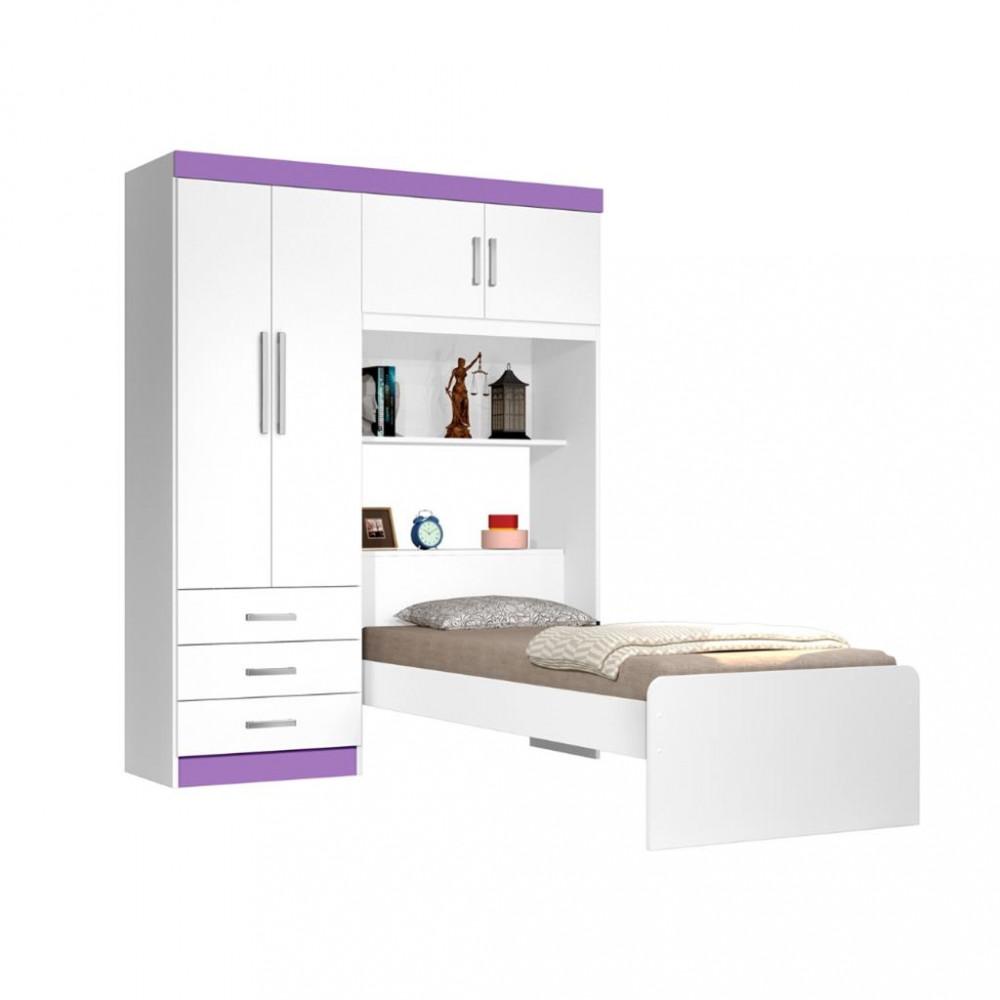 Guarda Roupa Solteiro 4 Portas 3 Gavetas Flex Cancun JeA Móveis - 3