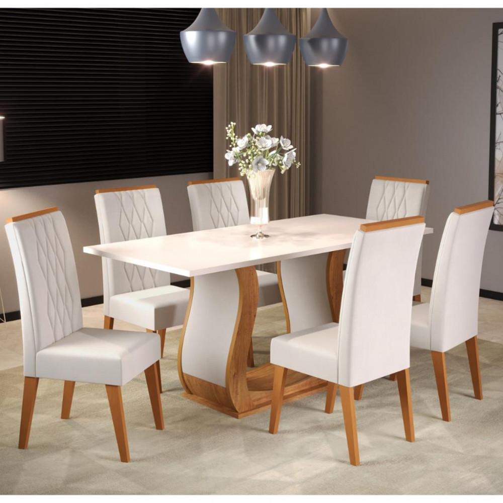 Conjunto Sala de Jantar Mesa Bertioga 6 Cadeiras Cristal Viero - 1