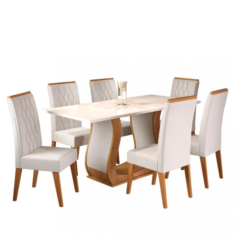 Conjunto Sala de Jantar Mesa Bertioga 6 Cadeiras Cristal Viero - 2