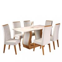 Conjunto Sala de Jantar Mesa Bertioga 6 Cadeiras Cristal Viero - 2