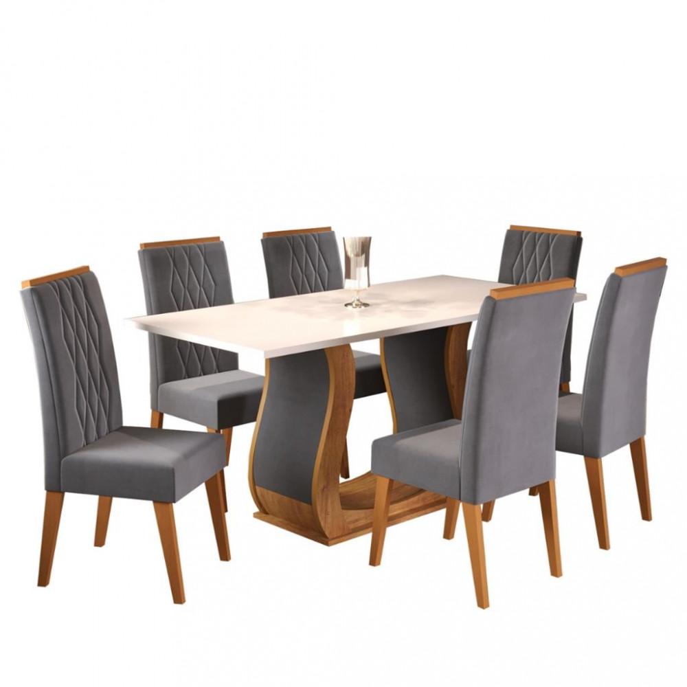 Conjunto Sala de Jantar Mesa Bertioga 6 Cadeiras Cristal Viero - 2