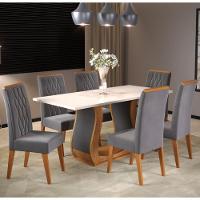 Conjunto Sala de Jantar Mesa Bertioga 6 Cadeiras Cristal Viero - 1