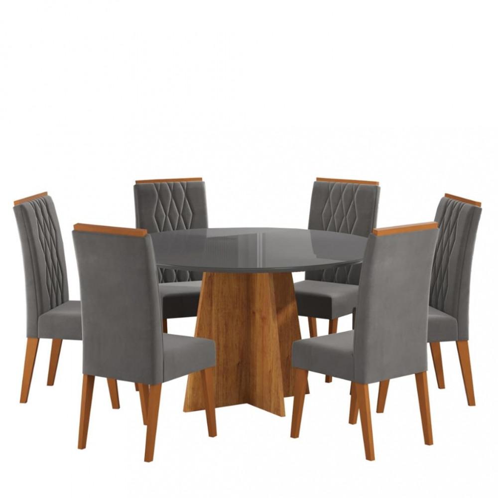 Conjunto Sala de Jantar Mesa Mundy 6 Cadeiras Cristal Viero - 2