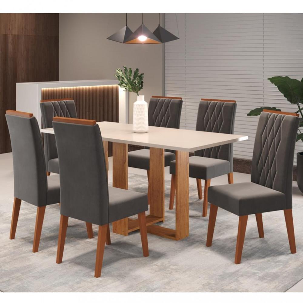 Conjunto Sala de Jantar Mesa Coke 6 Cadeiras Cristal Viero - 1