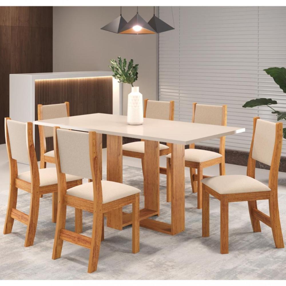 Conjunto Sala de Jantar Mesa Pinot 6 Cadeiras Sol Viero - 1