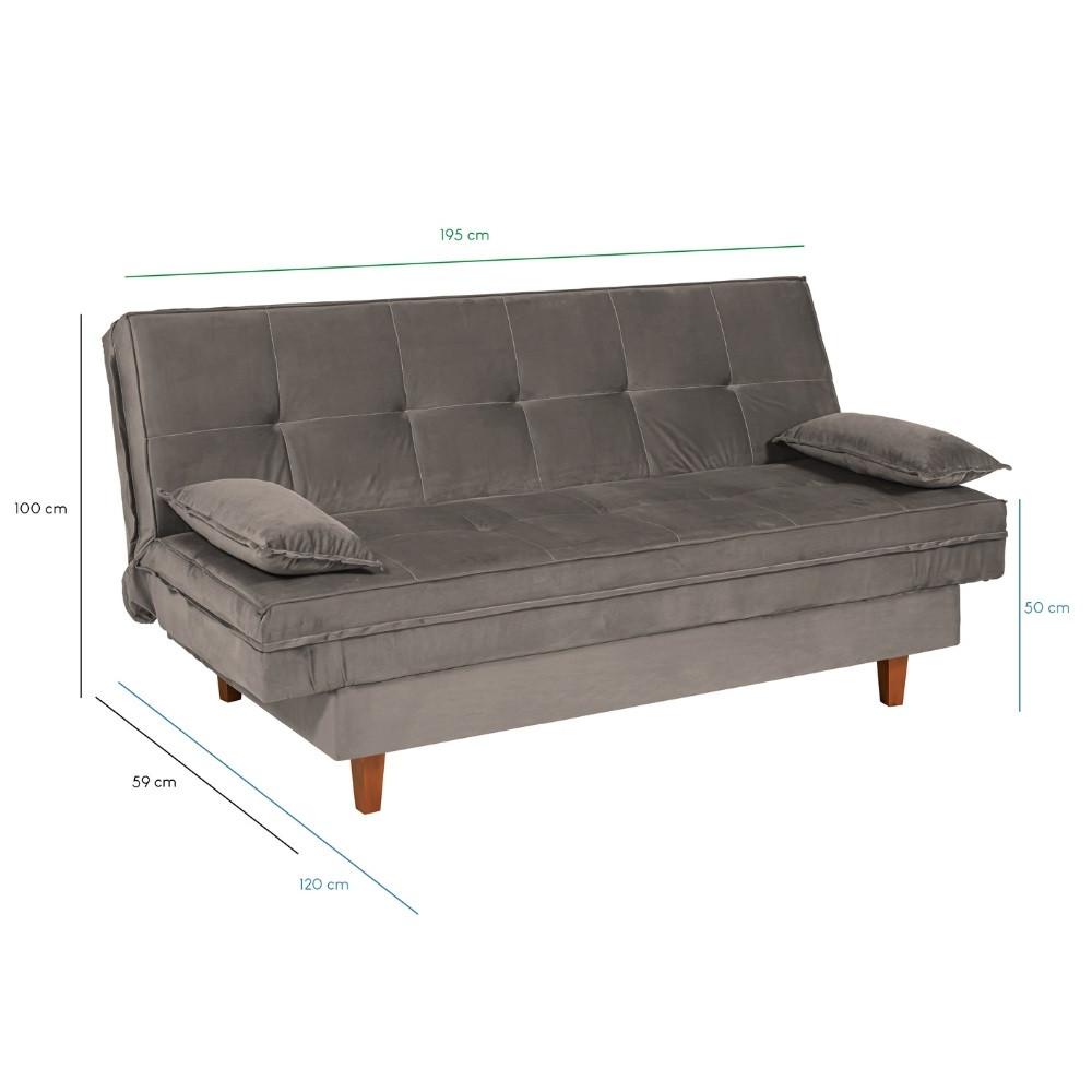 Sofá Cama 3 Lugares 192cm Veludo Holanda Berflex - 3