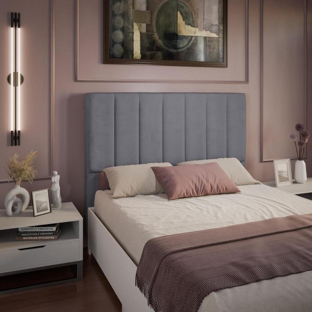 Cabeceira Estofada Casal 140cm Veludo Veneza Dobuê - 1