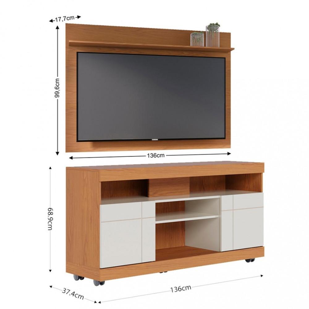 Rack com Painel para TV até 55 Polegadas 2 Portas Yara Maia Colibri - 3