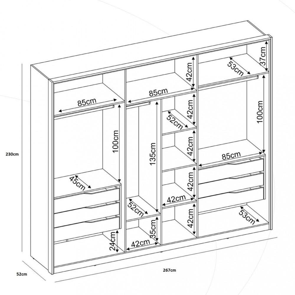 Guarda Roupa Casal 2 Espelho 6 Portas 6 Gavetas Atrice Demartêz - 4